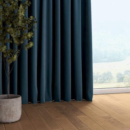 Zasłona na taśmie marszczącej 1 szt. 130x260 pruski błękit