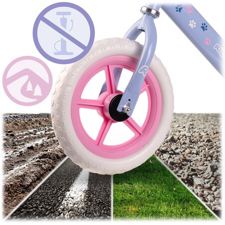 Rowerek biegowy dla dzieci jeździk lekki stabilny Ricokids różowo-niebieski