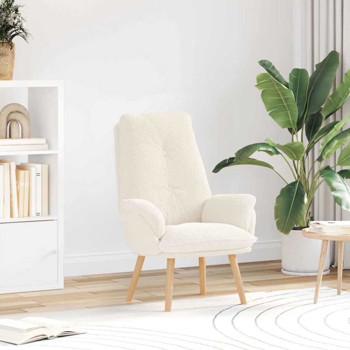 vidaXL Fotel relaksacyjny Kremowy 69 x 74 x 93 cm tkanina