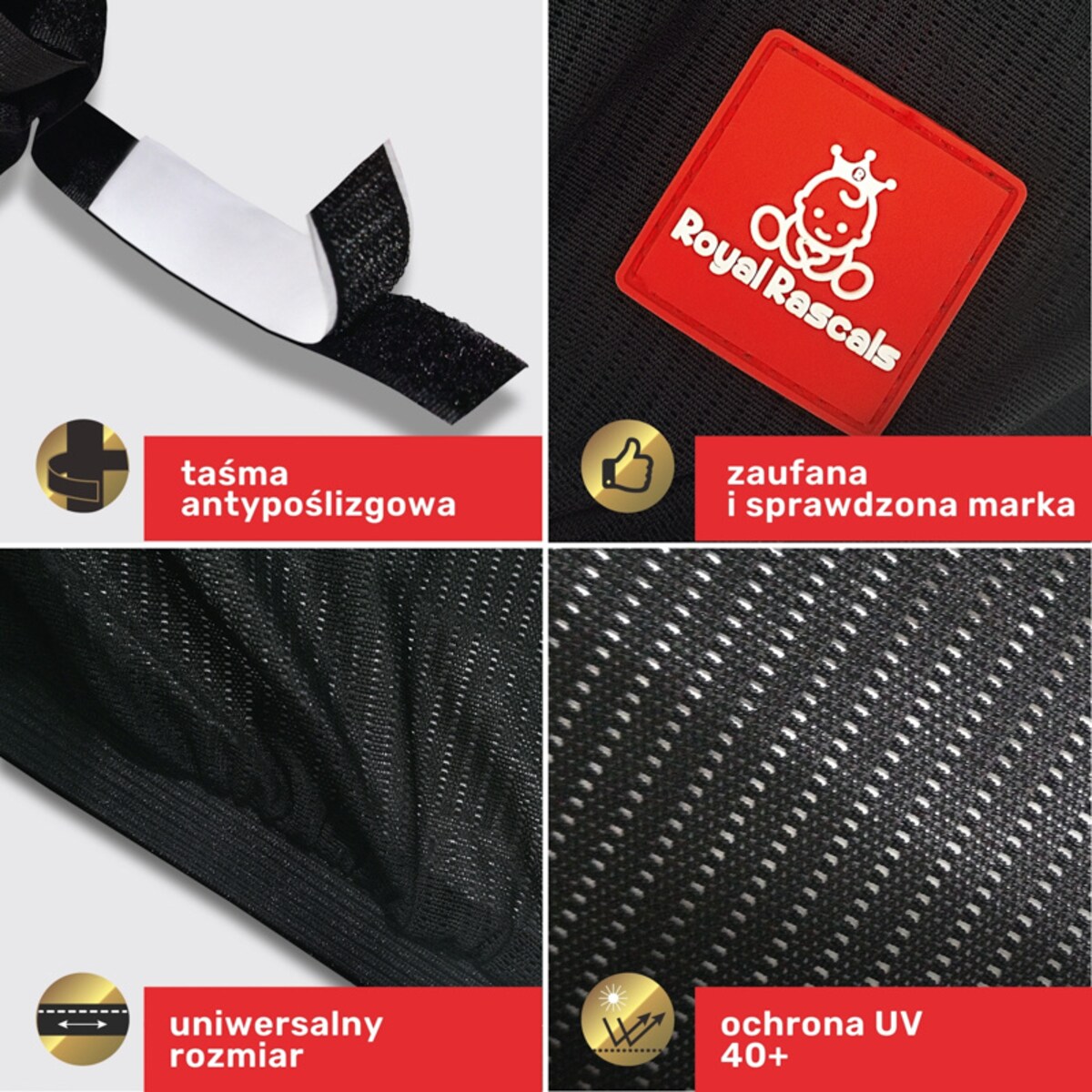 Roleta przeciwsłoneczna do samochodu, zestaw 2 szt., czarny, Royal Rascals