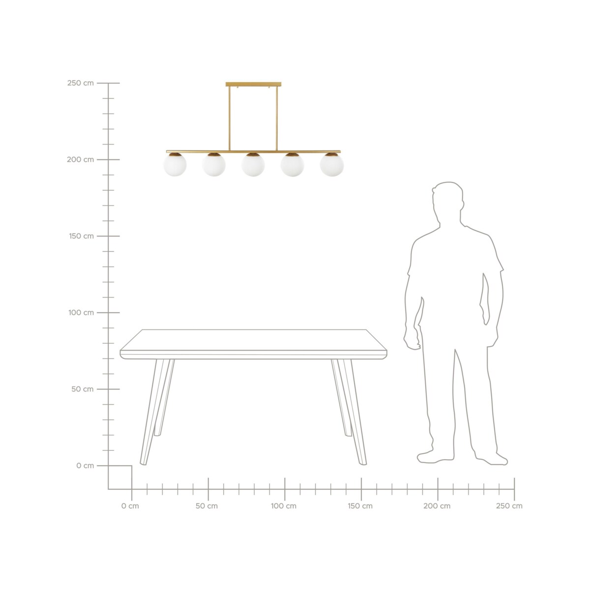 Lampa wisząca 5-punktowa metalowa złota ZIKULI