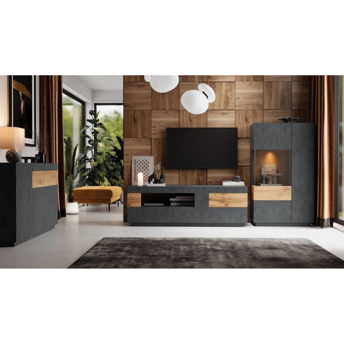 Komoda SILKE 3D1S 150cm matera/dąb wotan