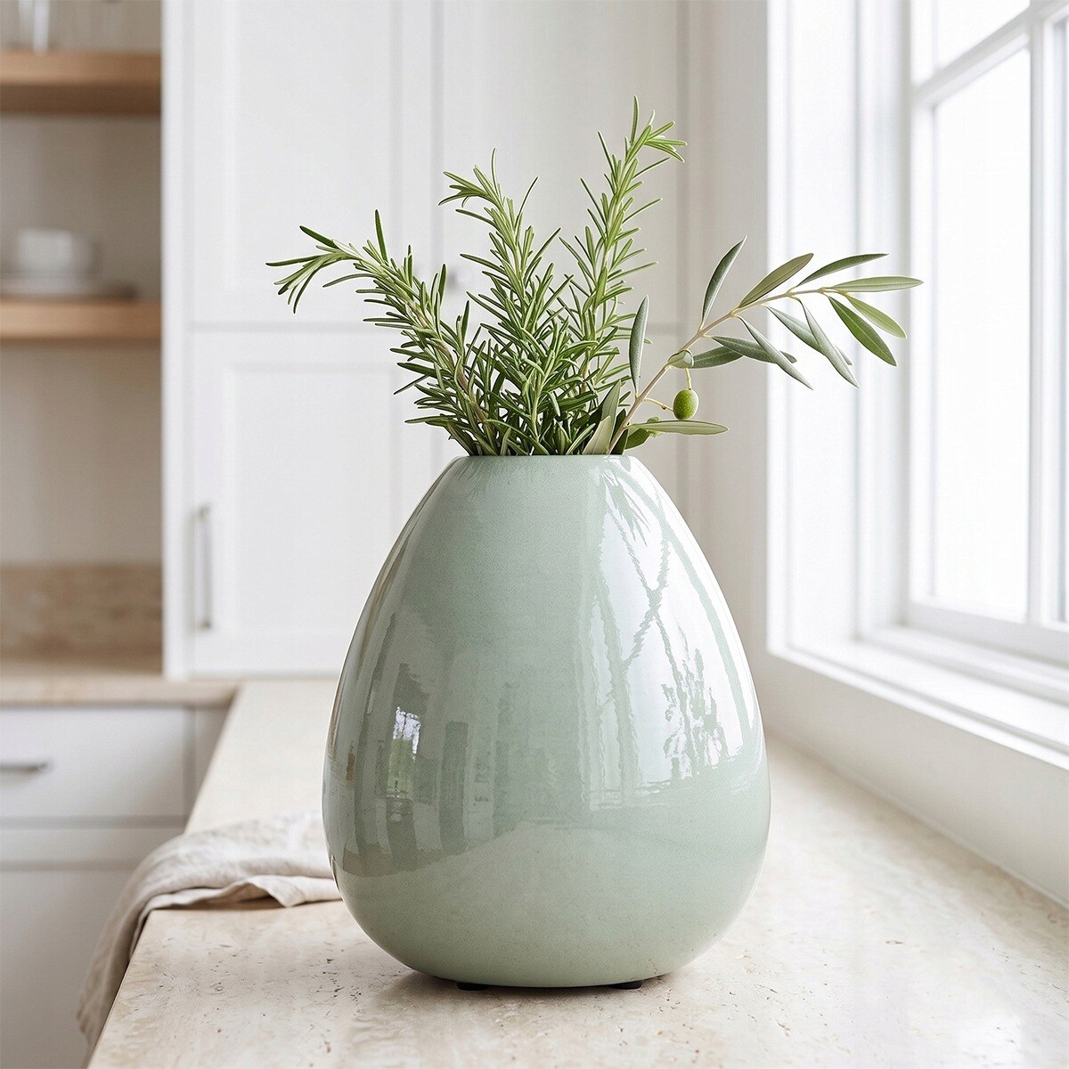WAZON TURKUSOWY 20cm WYSOKI NA KWIATY BUKIET TULIPANY DO SALONU DOMU LOFT
