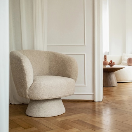 Fotel obrotowy 80x72x70 cm bouclé Nalf - IV jasnobeżowy