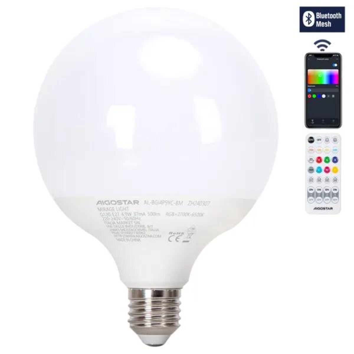 inteligentna lampa ambientowa bluetooth mesh g120 e27 4,9w rgb+cct