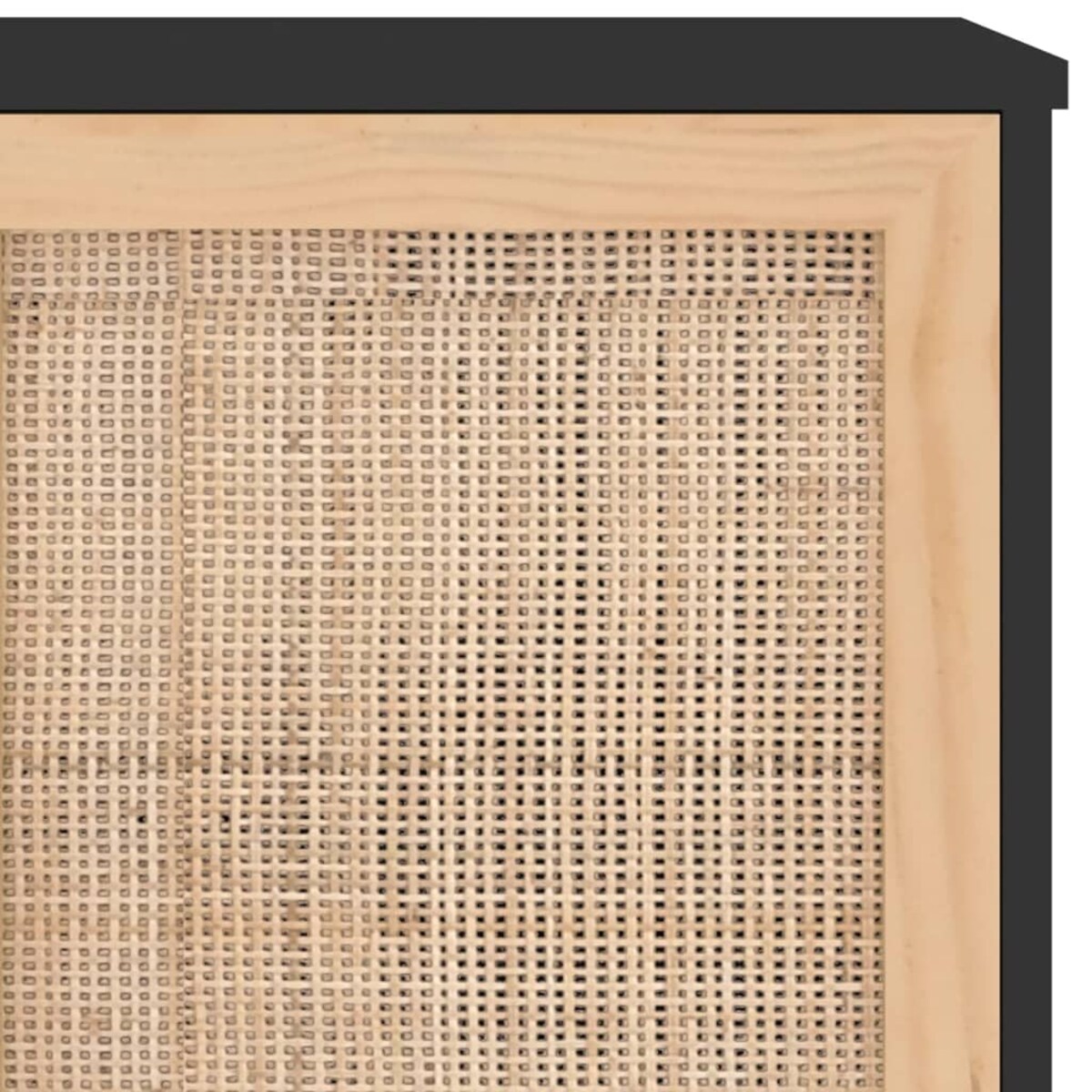 vidaXL Komoda, czarna, 105x30x60 cm, lita sosna i naturalny rattan