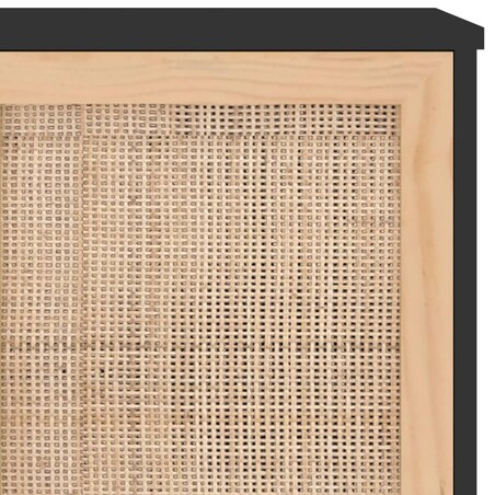 vidaXL Komoda, czarna, 105x30x60 cm, lita sosna i naturalny rattan