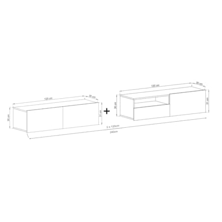 Szafka RTV Loft Wisząca Grafit MAT Komoda RTV Szuflada 240 cm