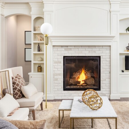 Lampa Stojąca Podłogowa Złota Biały Klosz