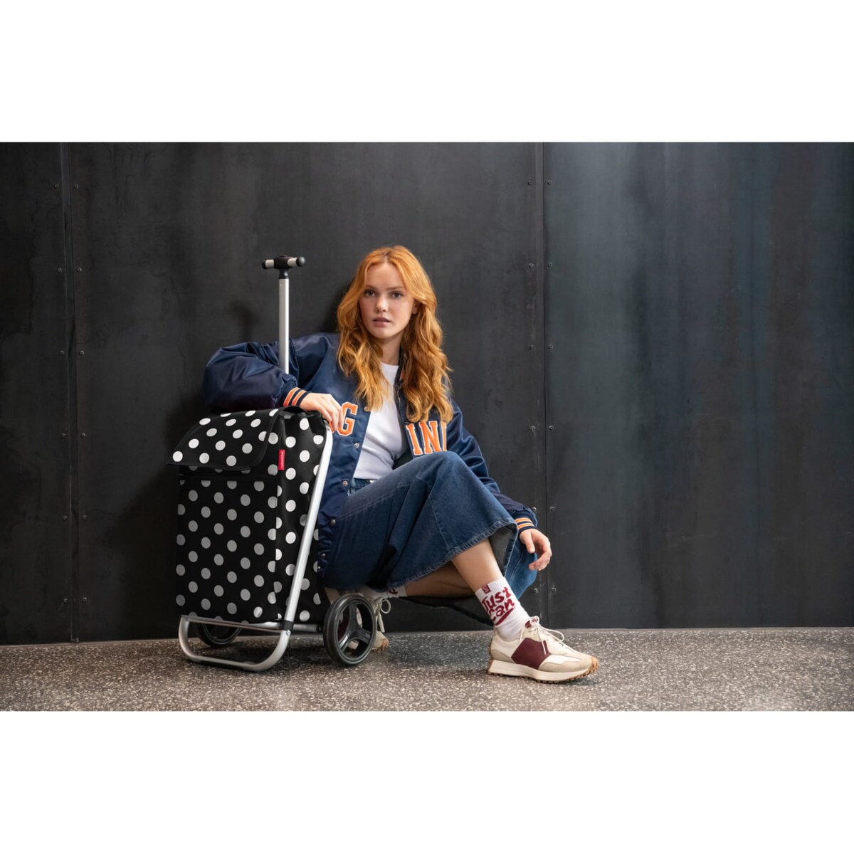 Wózek SHOPPING TROLLEY, dots white