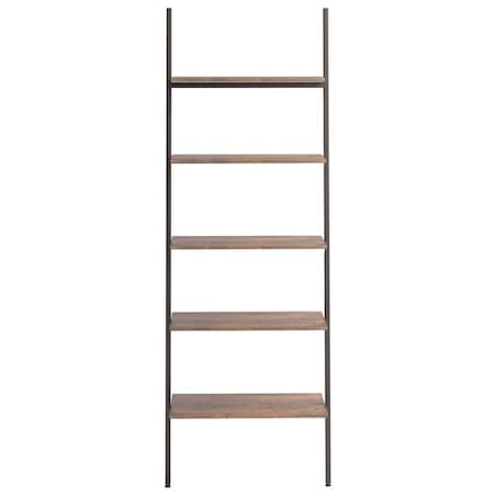 vidaXL Regał drabina z 5 półkami, ciemnobrązowo-czarny, 64x34x185,5 cm