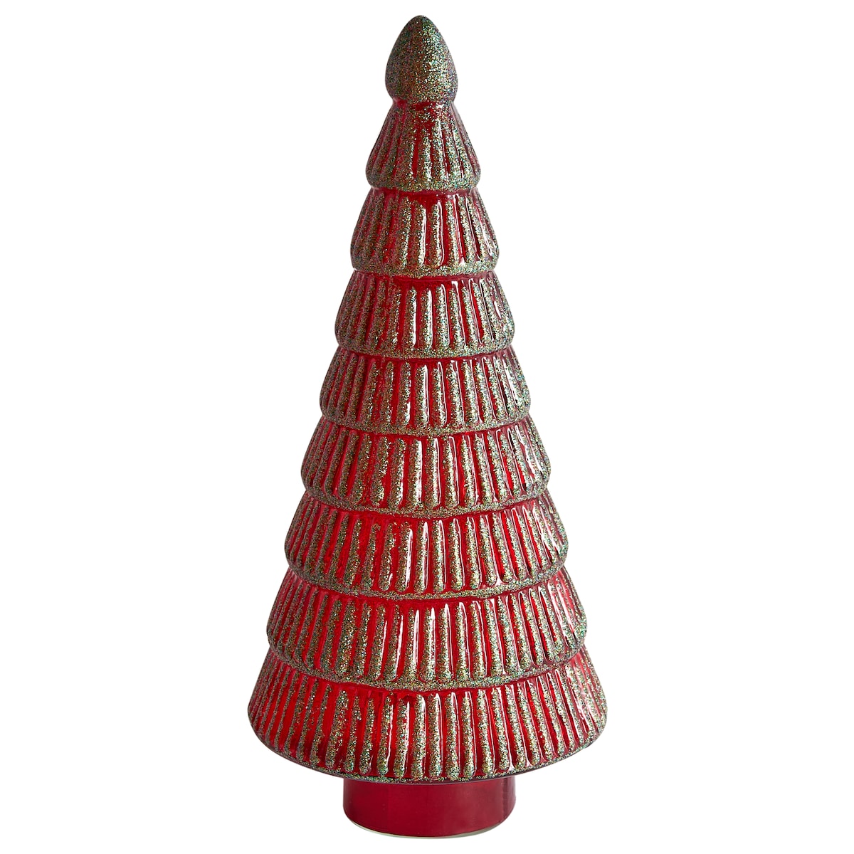 Zestaw 2 figurek dekoracyjnych PURUVESI 31/36 cm Choinka Czerwony/ zielony