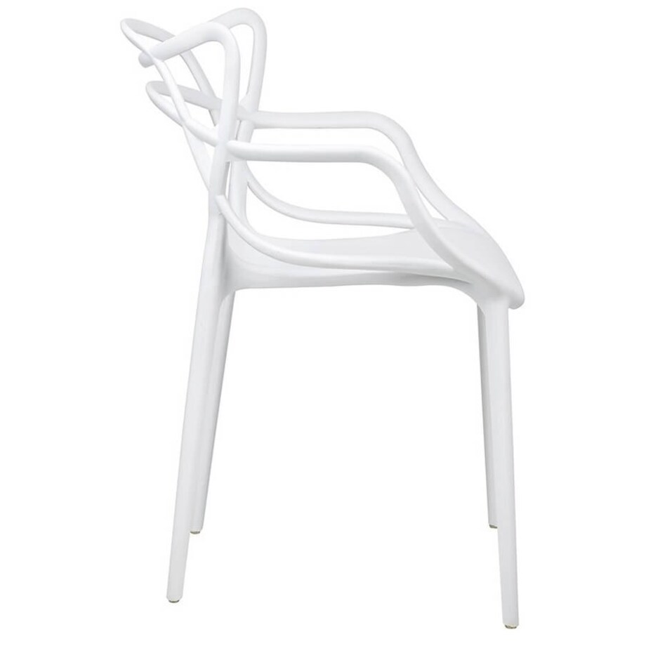 Loftowe krzesło jadalniane Hilo białe z podłokietnikami
