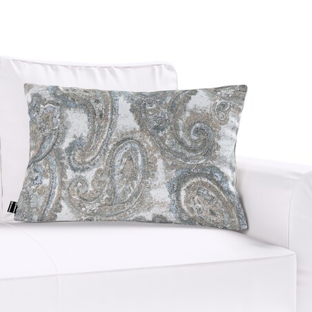 Poszewka Kinga na poduszkę prostokątną 60x40 niebiesko-zielony paisley na kremowym tle