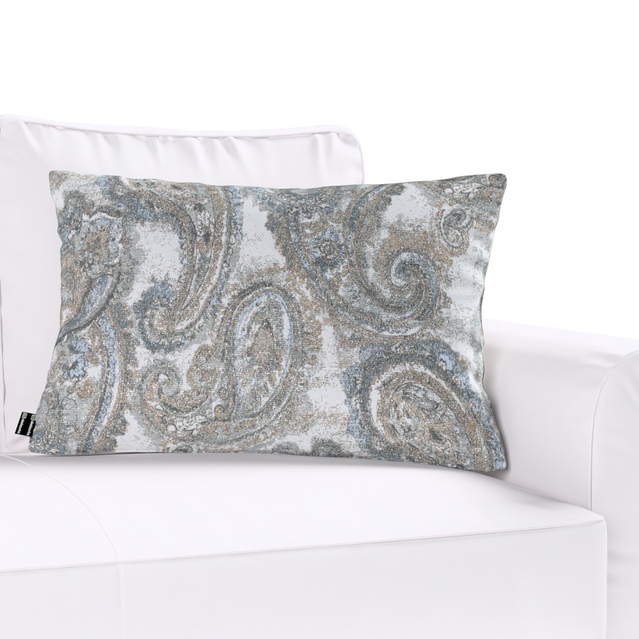 Poszewka Kinga na poduszkę prostokątną 60x40 niebiesko-zielony paisley na kremowym tle