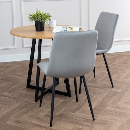 Krzesło tapicerowane welurowe klasyczne szare gładkie do salonu jadalni