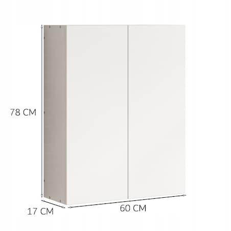 Szafka łazienkowa wisząca biała 2-drzwiowa nowoczesna ścienna 3 półki 60 cm