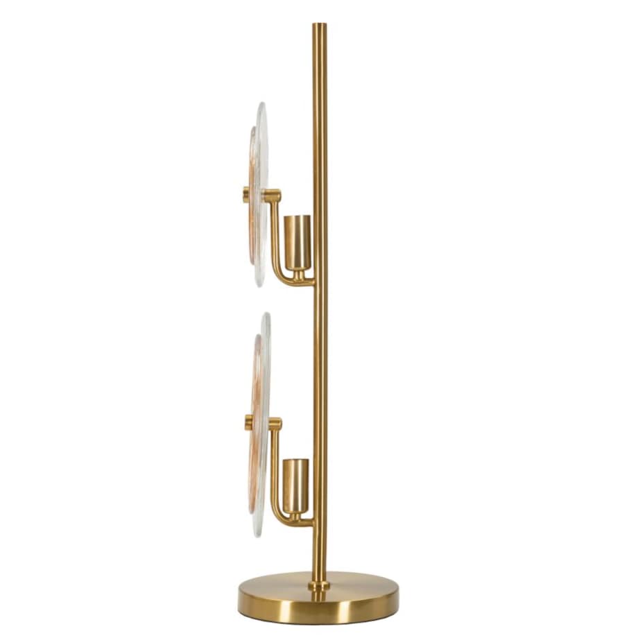 Lampa stołowa Venice, kolor złoty, naturalny i brązowy, szkło i żelazo, 25 x 25 x 63 cm, 2 x E14, do salonu i sypialni, Mauro Ferretti