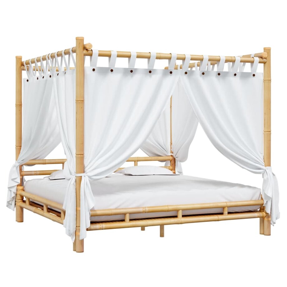 vidaXL Łóżko z baldachimem, 200x200 cm, bambusowe