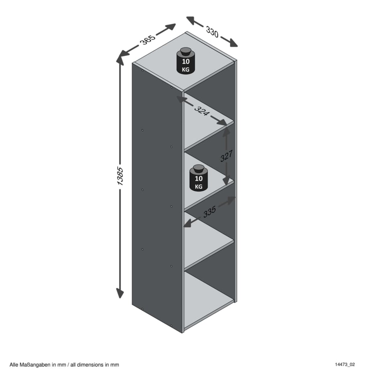 FMD Regał z 4 przegrodami, postarzane drewno