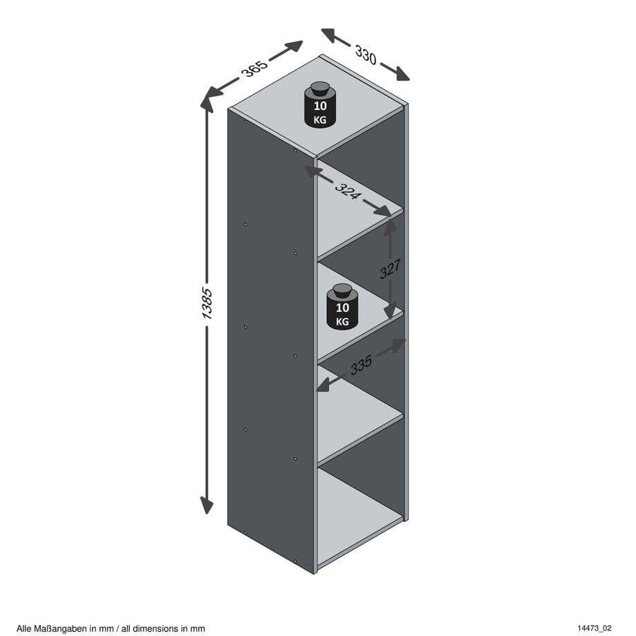 FMD Regał z 4 przegrodami, postarzane drewno
