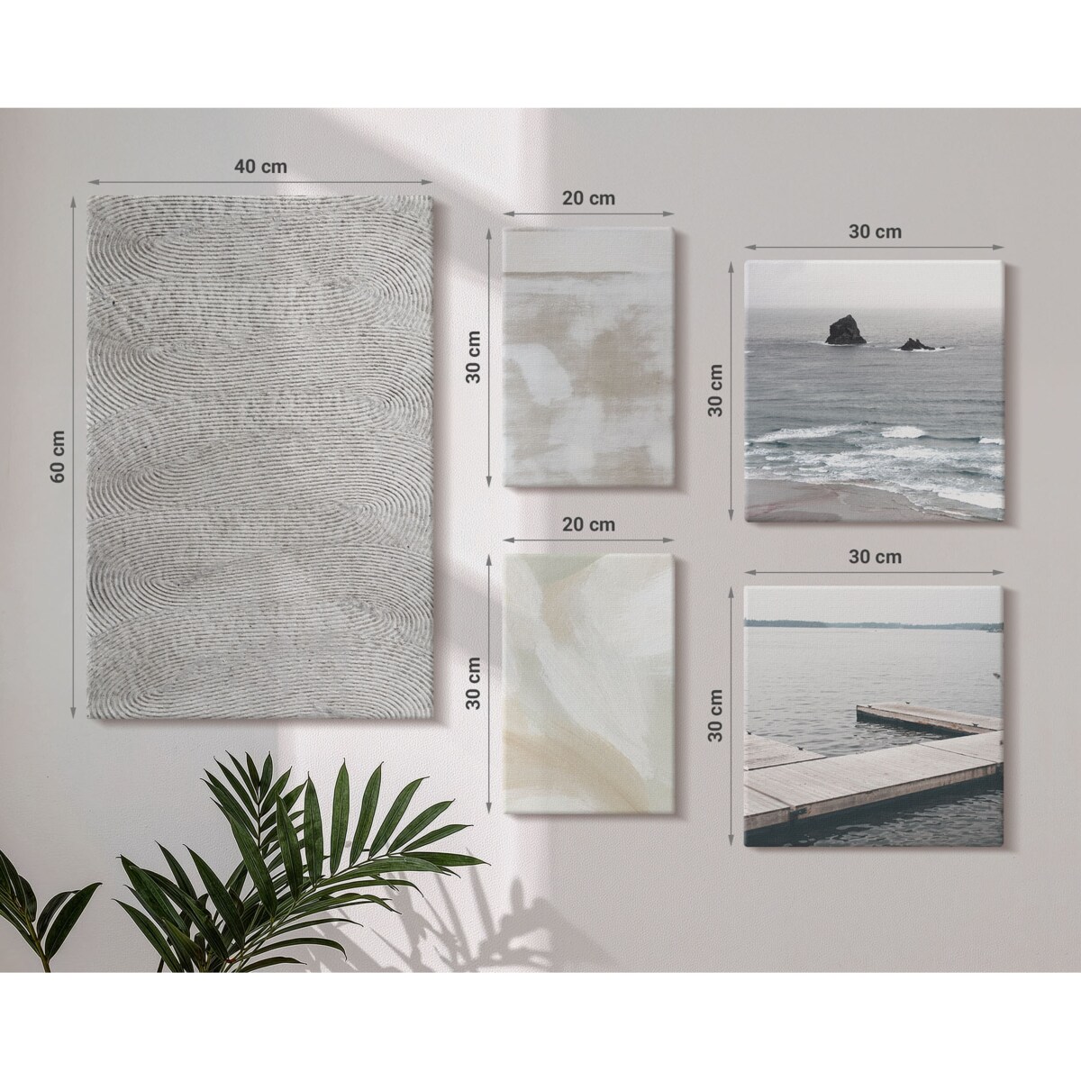 Zestaw 5 obrazów na płótnie - Abstrakcja nowoczesne tekstury w stylu industrialnym - szary