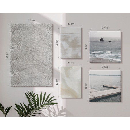 Zestaw 5 obrazów na płótnie - Abstrakcja nowoczesne tekstury w stylu industrialnym - szary