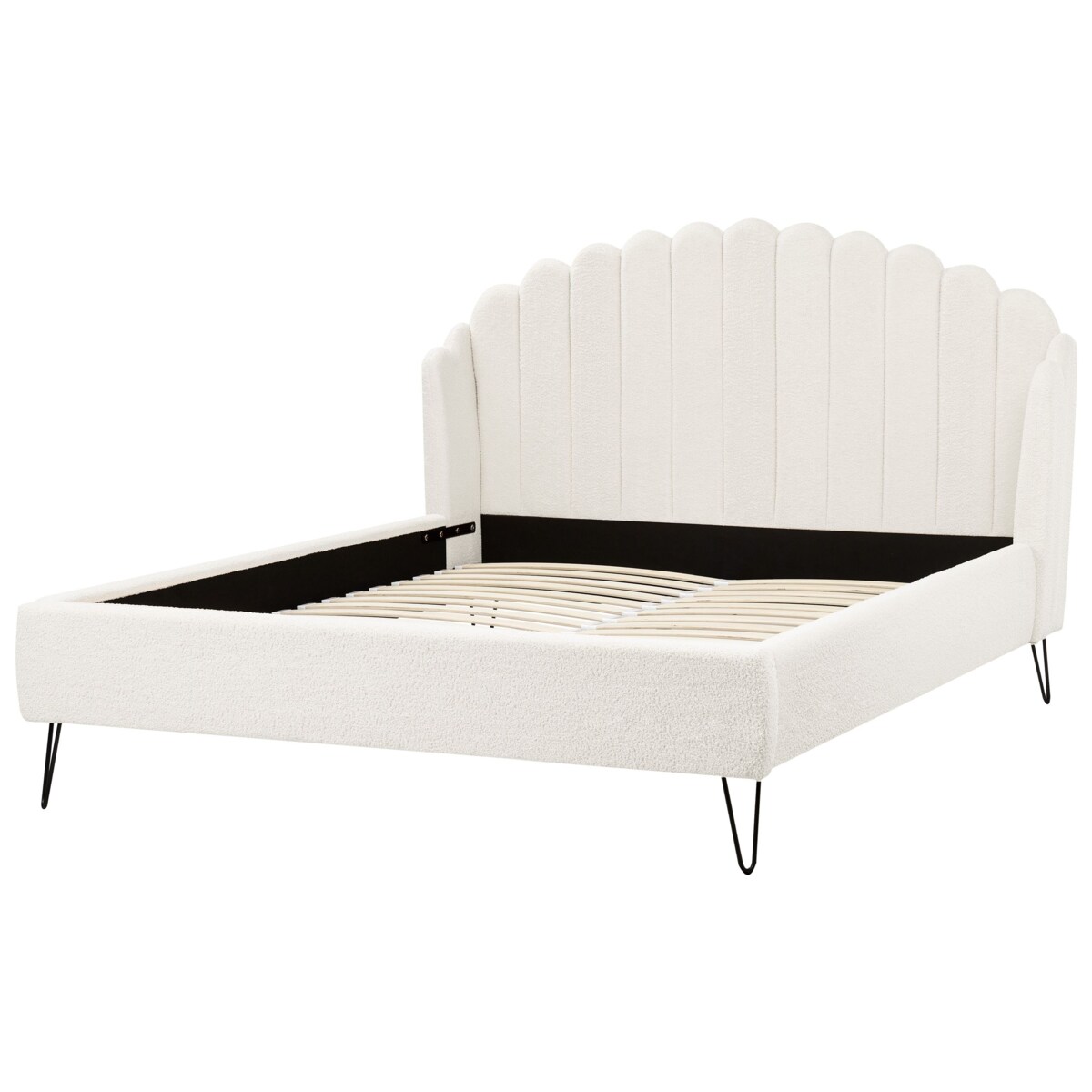 Łóżko Boucle AMBILLOU 140 x 200 cm Złamana biel