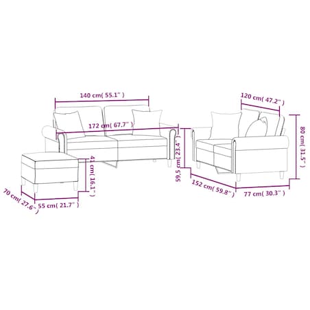vidaXL 3-cz. komplet wypoczynkowy z poduszkami, żółty, aksamit