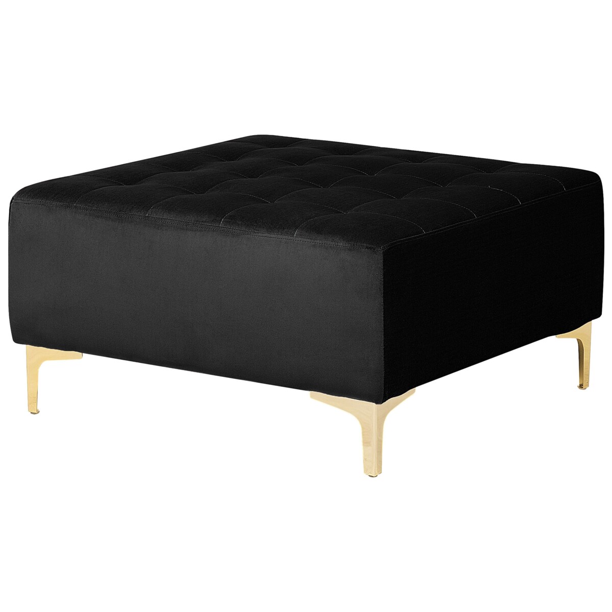 Narożnik rozkładany 4-osobowy z otomaną welurowy prawostronny czarny ABERDEEN