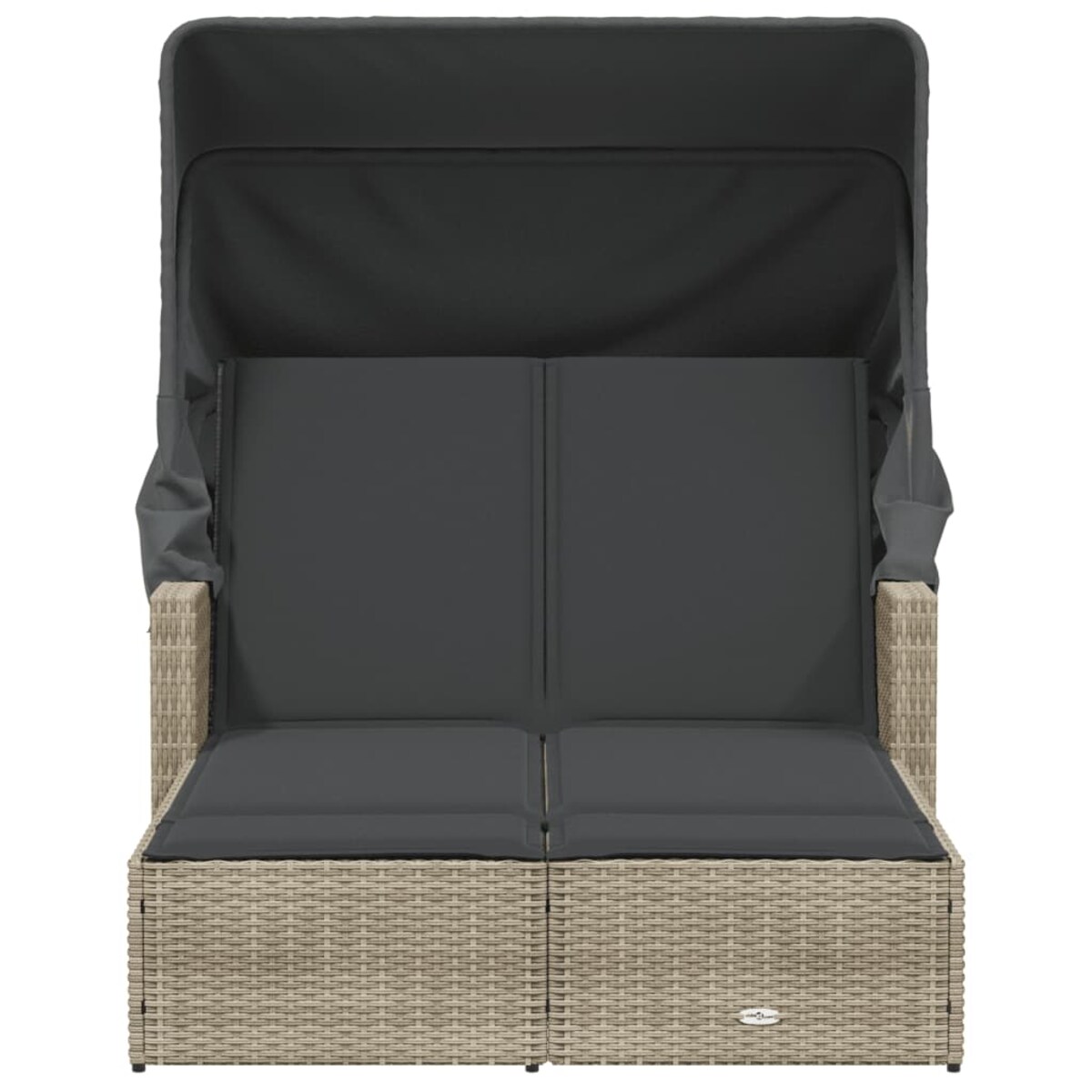 vidaXL Podwójna leżanka z zadaszeniem i poduszkami, jasnoszara