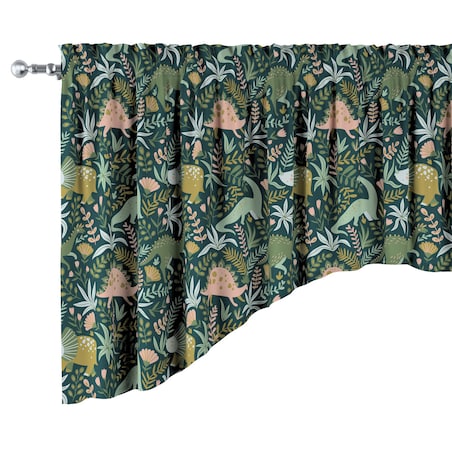 Lambrekin łuk 200x75 dinozaury na zielonym tle