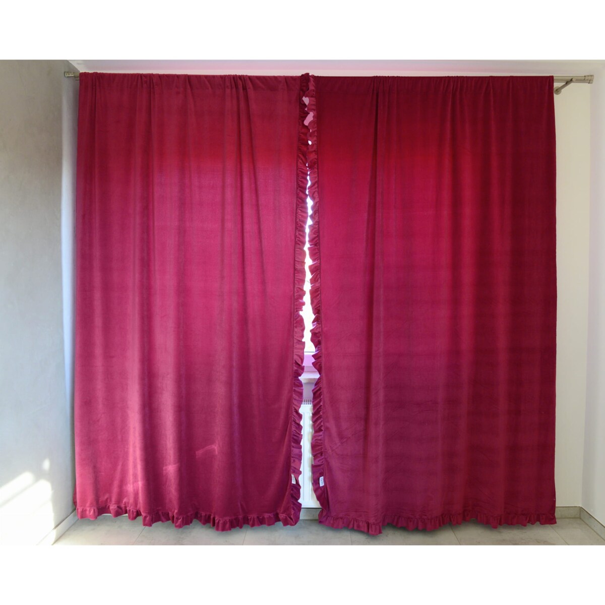 Zasłona Na Okno Okna Z Falbanką Do Salonu Sypialni 150X250 Cm Burgund