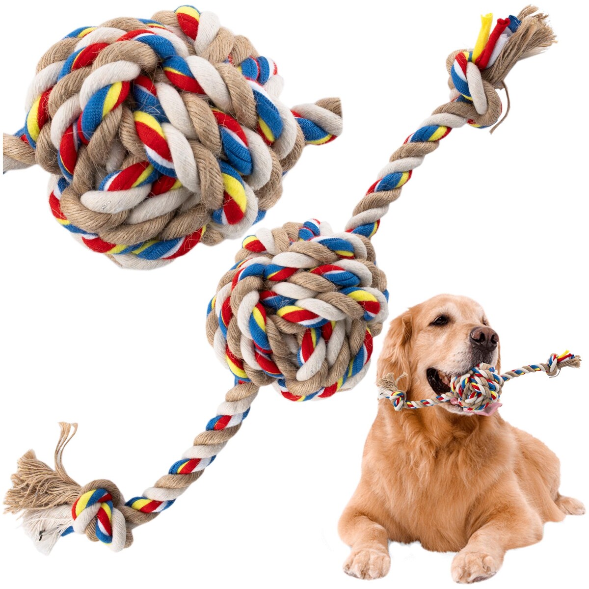 Zabawka Dla Psa Gryzak Piłka Pleciony Sznur 35 Cm