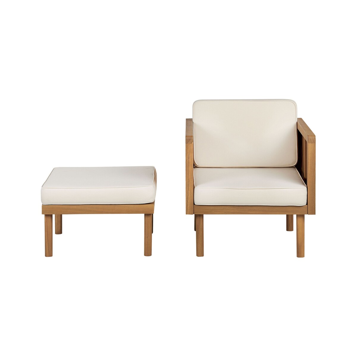 Fotel ogrodowy drewniany z podnóżkiem biały BARATTI