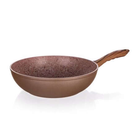PATELNIA WYSOKA GŁĘBOKA wok 28 cm brązowa banquet aluminiowa do pieczenia