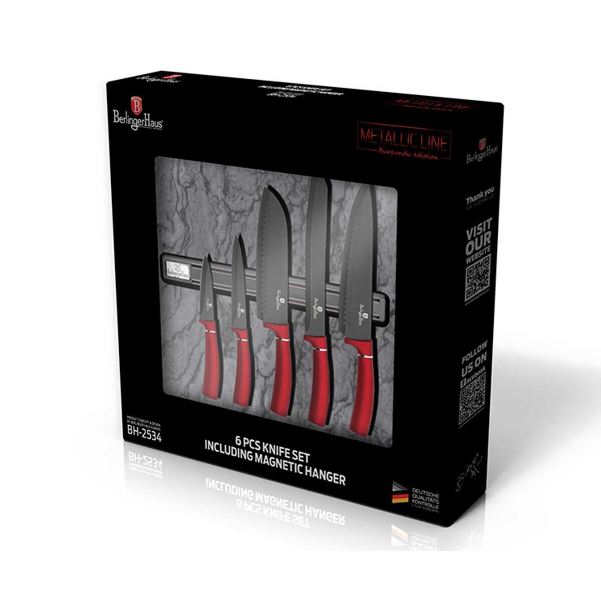 Zestaw noży z listwą magnetyczną 6 elementów BERLINGER HAUS Burgundy