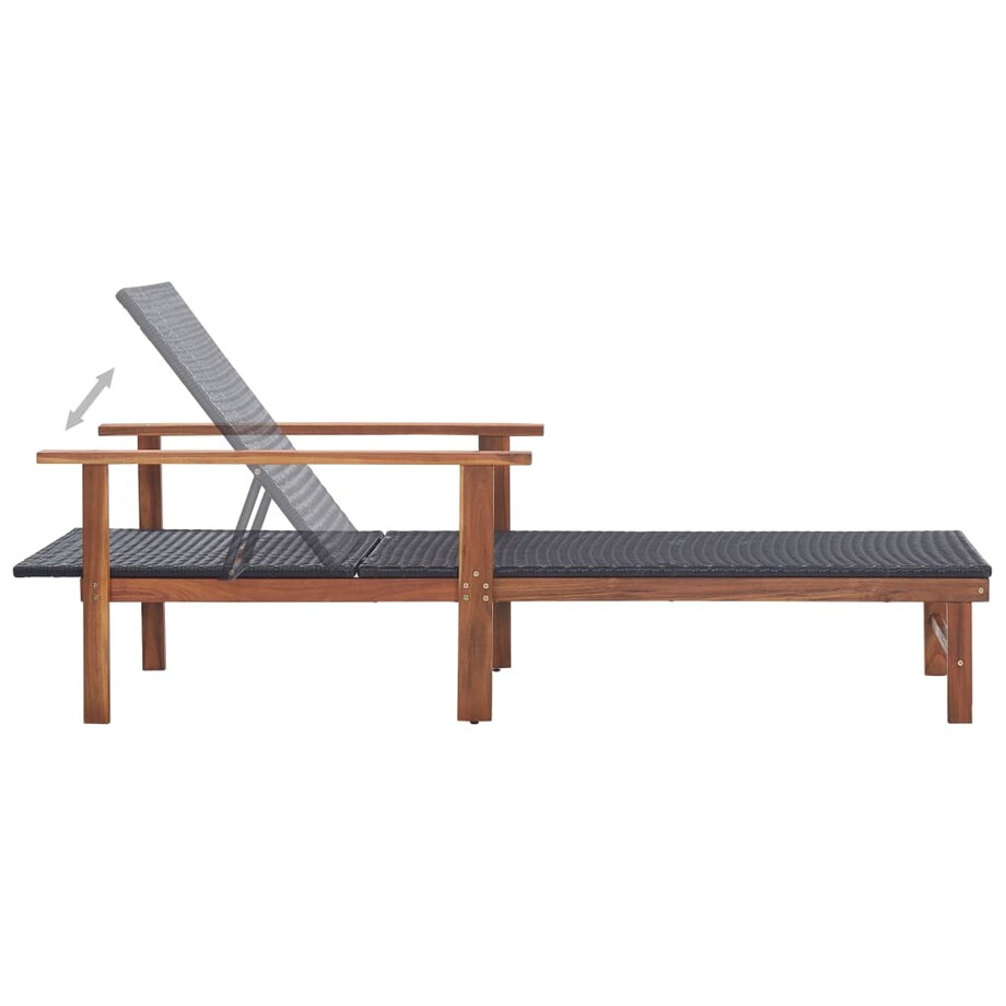 vidaXL Leżak, polirattan i lite drewno akacjowe, czarny