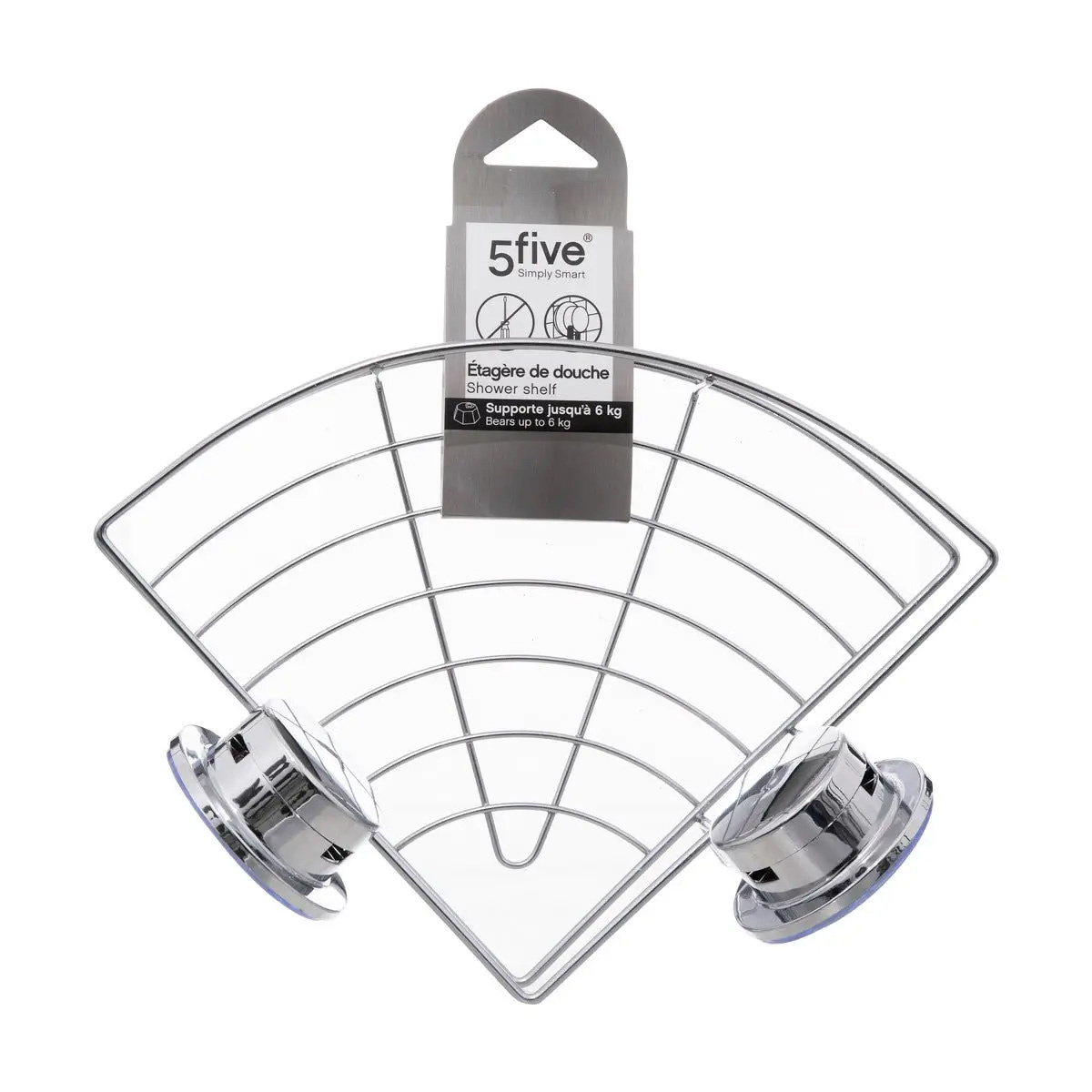 Półka łazienkowa, wisząca na przyssawki, stal chromowana, narożna