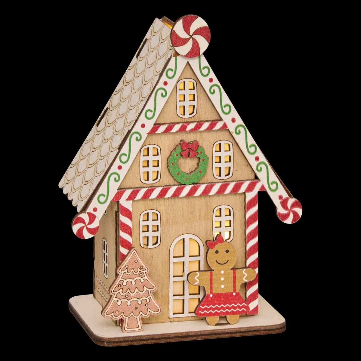 Lampion świąteczny LED, domek z piernika, 15 cm