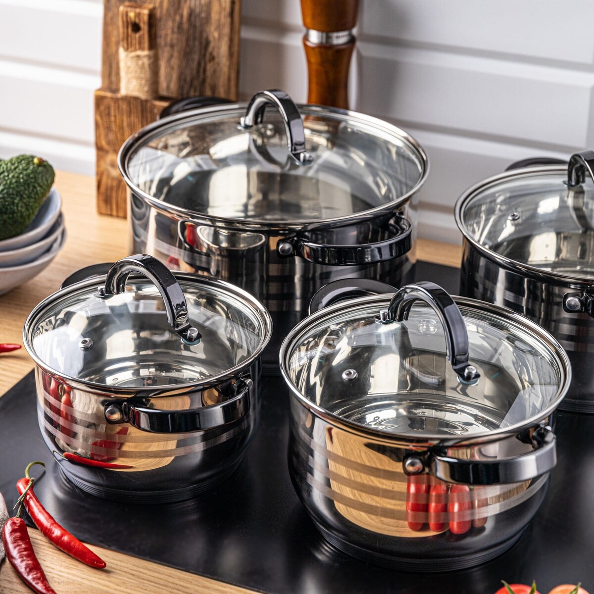 Zestaw garnków stalowych 8 ele. 2.1/2.9/3.9/6.6L KLAUSBERG