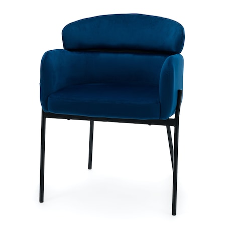Krzesło tapicerowane welurowe do salonu BOLZANO granatowe