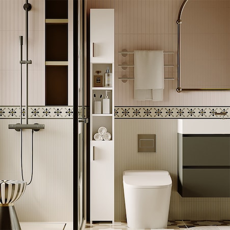 Regał łazienkowy stojący szafa biały loft szafka półka słupek wysoki 182 cm