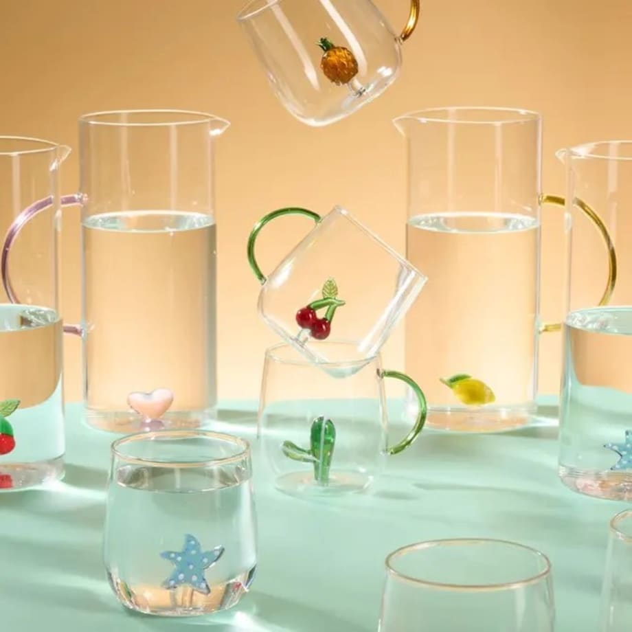 Kubek, szklanka szklana z sercem, kpl. 4 sztuk, 400 ml, Nelya