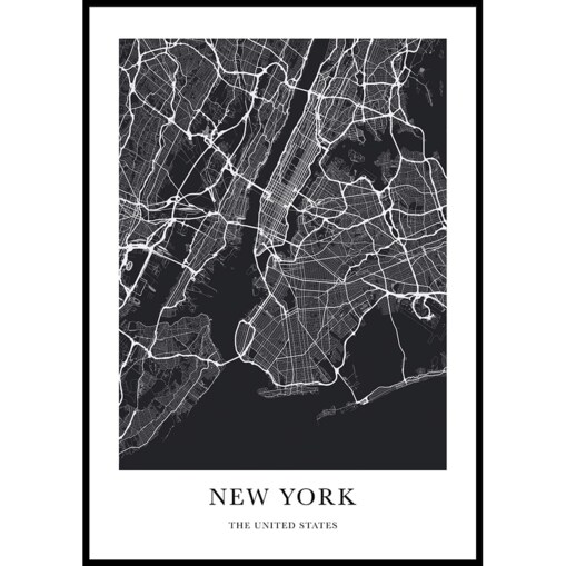 plakat new york mapa - nowy jork 30x40 cm