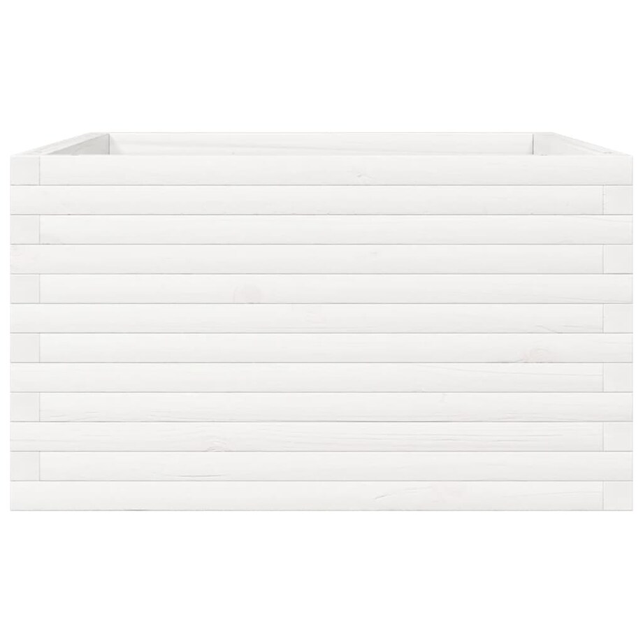 vidaXL Donica ogrodowa, biała, 80x80x45,5 cm, lite drewno sosnowe