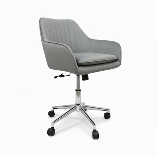 Krzesło biurowe fotel obrotowy welurowy szary do biurka toaletki