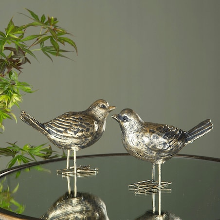 FIGURKA WRÓBELEK OGRODOWA DO OGRODU ptak ptaszek metalowa stare złoto
