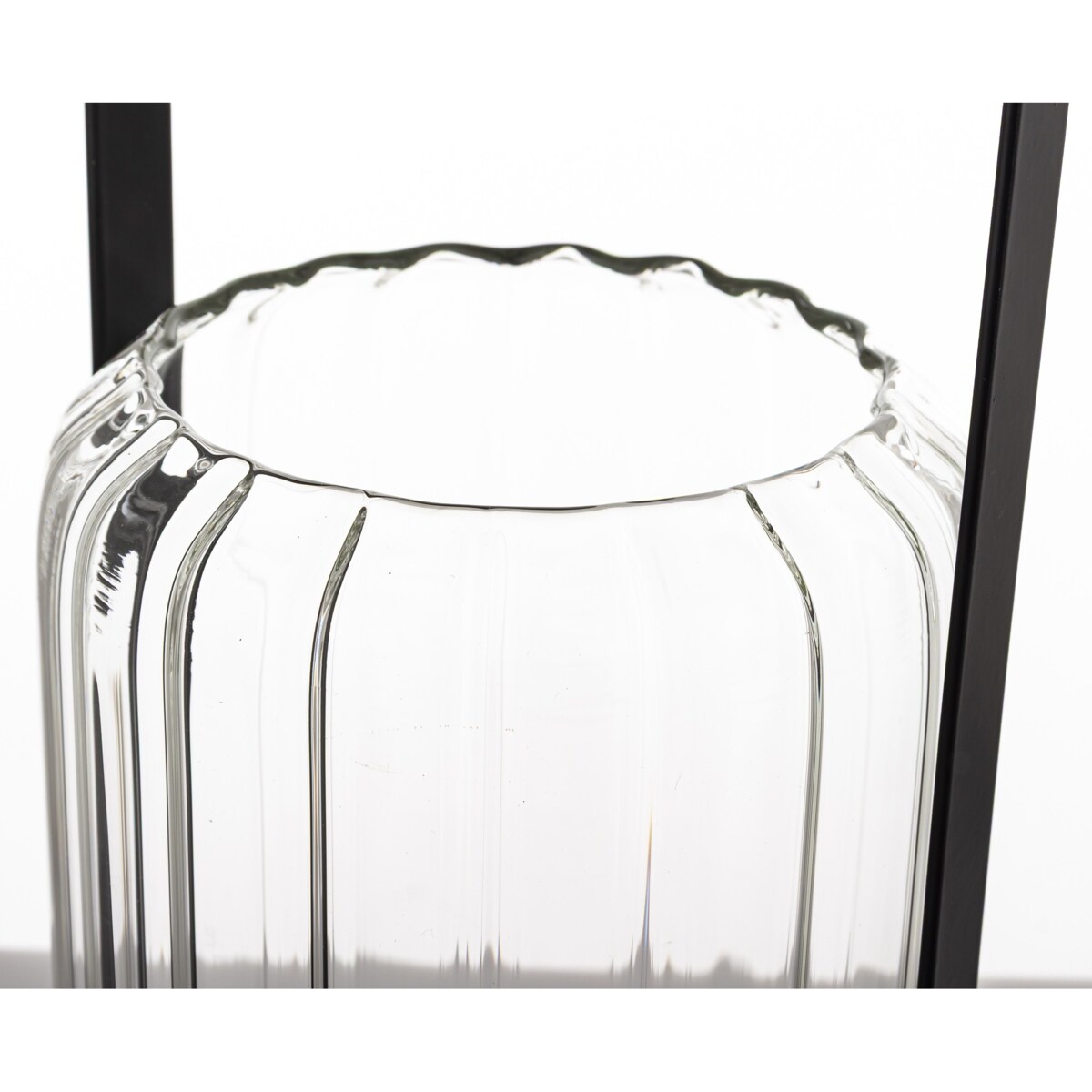 Lampion szklany z metalem 34x13x13 cm CORA