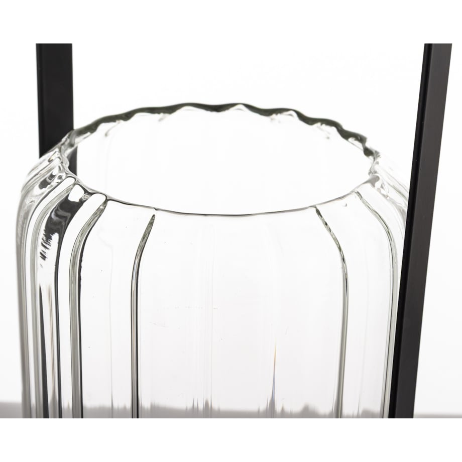 Lampion szklany z metalem 34x13x13 cm CORA